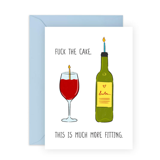Funny Wine Birthday Card – Adult Humour – Gifts for Friends, Bestie, BFF, Sister, Mum, Colleague, Coworker, Cousin, Coworker, Gifrlfriend, Women - Wine is Cake - Comes with Fun Stickers