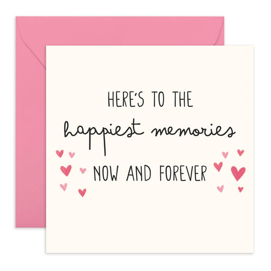 Romantic Anniversary Card with Message - 'Happiest Memories' - Gifts for Wife, Husband, Girlfriend, Boyfriend, Him, Her, Partner, Love, Babe, Sweetheart - Valentines Day - Comes with Fun Stickers