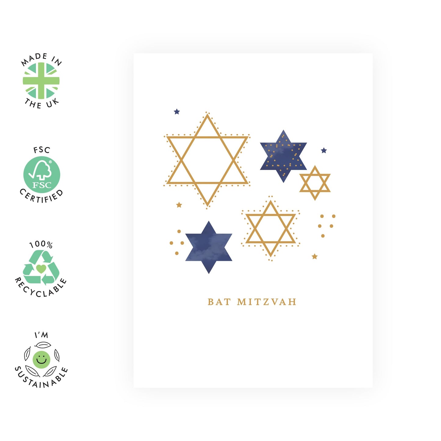 Greeting Card for 18 Years Old -'Bat Mitzvah Stars' - Gifts for Sister, Daughter, Cousin, Niece, Friend, Ladies, Women, Female, Her - 18th - Comes with Fun Stickers