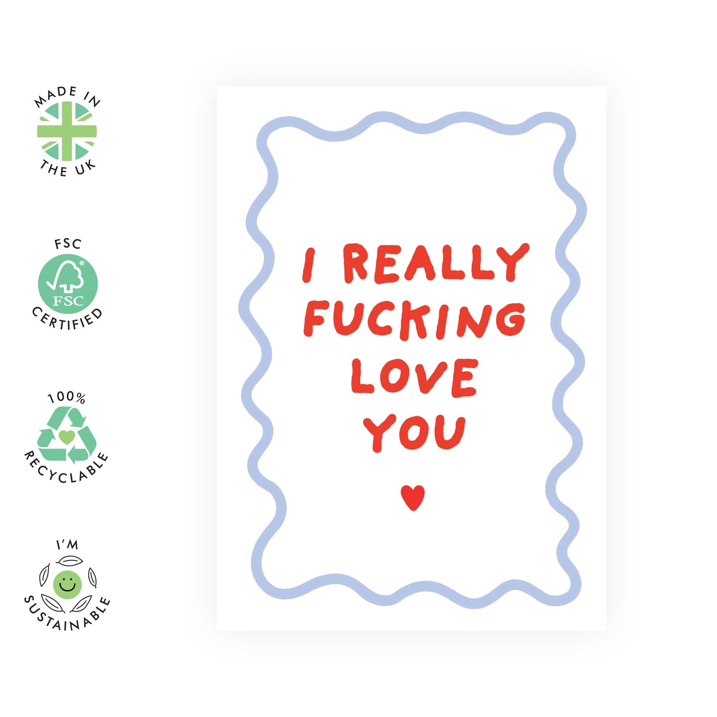 I Love You Card For Girlfriend Special Friend - I Really F-ing Love You - Funny Love Cards For Her Him Mom Best Friend - Galentines - Valentines Day Cards For Boyfriend - Comes With Cute Stickers