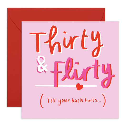 Funny 30th Birthday Card - 'Thirty N Flirty' - Presents for Friend, Best Buddies, Mate, Colleagues, Bestie, Neighbours, Family, Relative, Cousin - Checklist - Comes with Fun Stickers