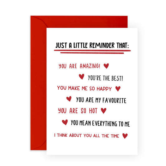 Anniversary Card For Girlfriend Boyfriend - Just A Little Love Reminder - Wedding Anniversary Card Husband Wife - Greeting Cards For Fiance - Couple - Comes With Fun Stickers By Central 23