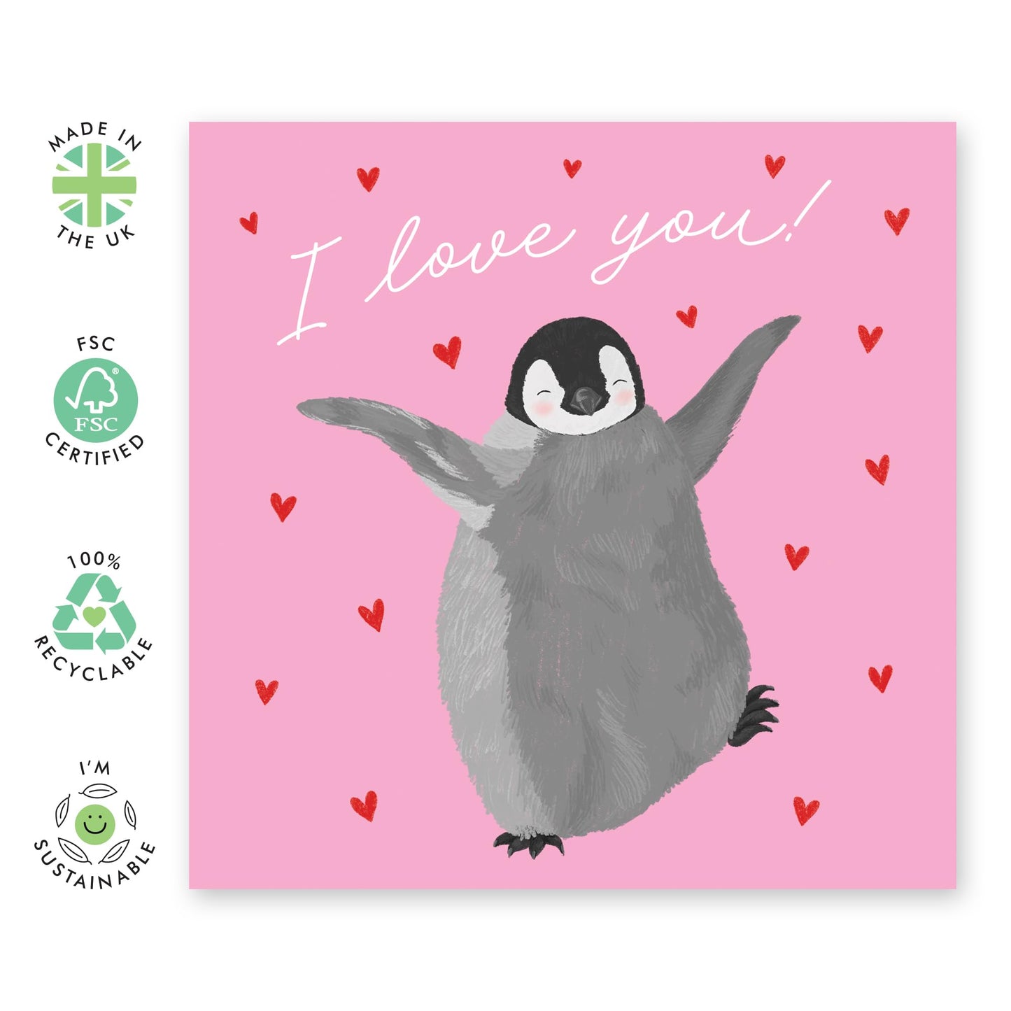 Cute Penguin Love Card – Adorable Valentine’s Day or Anniversary Ideas for Partner, Girlfriend, Boyfriend, Husband, Wife, Spouse, Him, Her – Romantic I Love You Card - Comes with Stickers