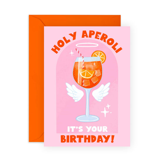 Birthday Cards For Women - Holy Aperoli - Birthday Cards For Mum Mummy - Aunt Auntie - Cat Greeting Card - Gift From Friend- Greeting Cards For Sister - Friend- Comes With Stickers - By Central 23