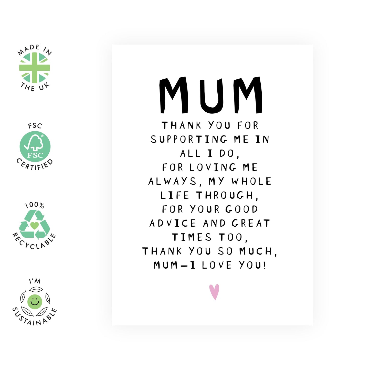 Mum Birthday Cards And Envelopes -Thanks For Supporting Me - Thank you Gifts and Kind Words for Mummy, Mam, Mama, Her, Women- I Love You and Mothers Day Cards from Son Daughter -Comes With Stickers