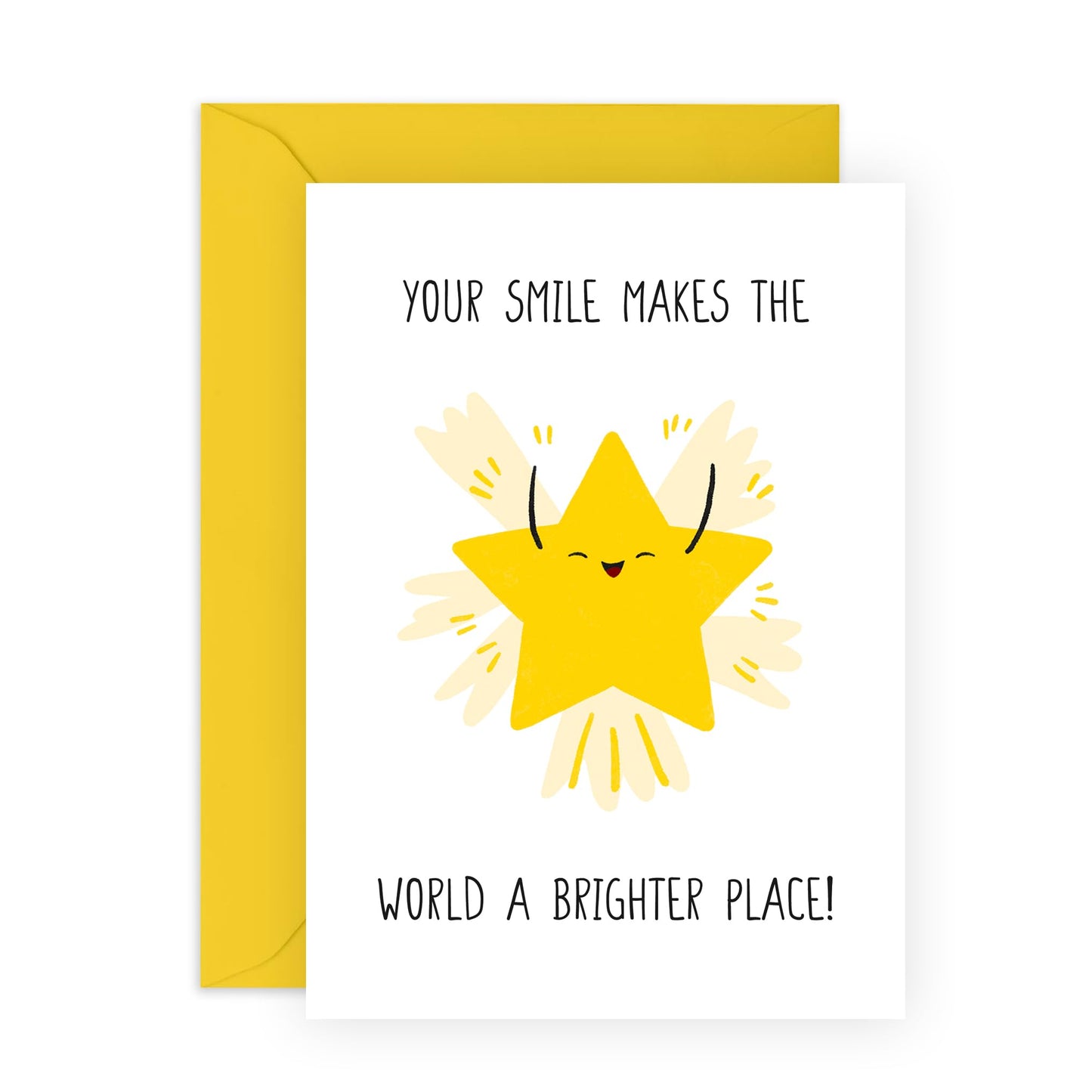 Warm & Sweet Greeting Card - 'Smiles Makes The World Brighter' - Gifts for Friends, Family, Her,Him, Bestie, BFF, Wife, Girlfriend, Spouse, Colleagues, Coworker - Sun - Comes with Fun Stickers