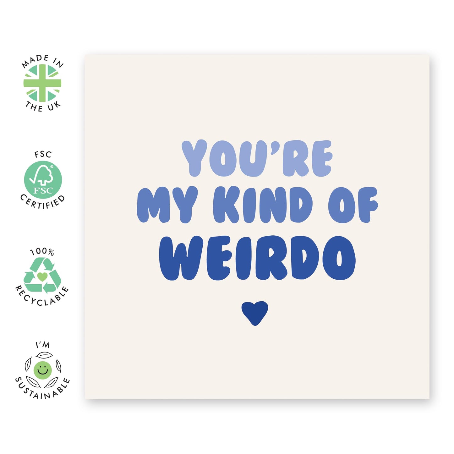 Love Cards From Girlfriend Valentines - You're My Kind Of Weirdo Blue - Boyfriend Birthday Card - Sweet Anniversary Card For Husband - I Love You Gifts For Him - Comes With Stickers By Central 23