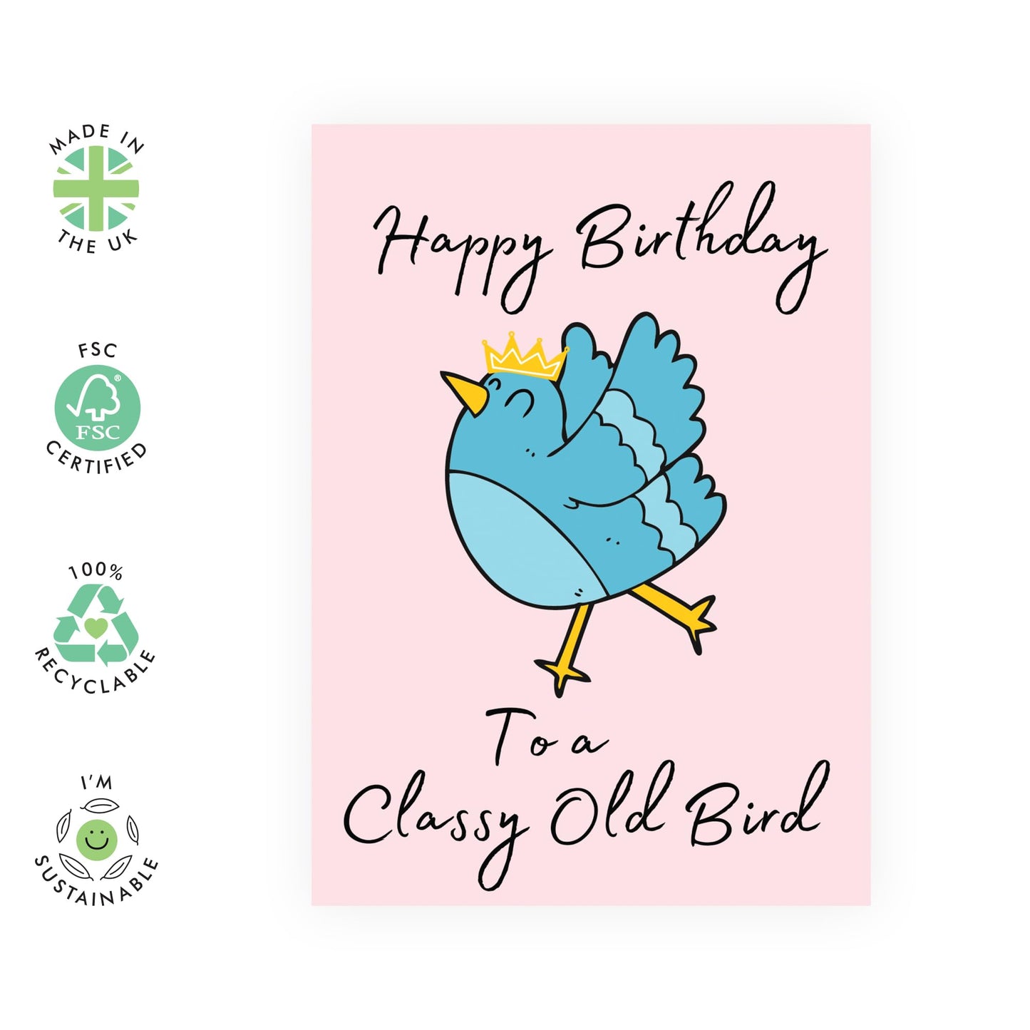 Funny Birthday Cards For Men Women - To A Classy Old Bird - Mum Birthday Card Dad Birthday Card - Hilarious Bday Cards For Friends Old Age Jokes Humour - Comes With Fun Stickers By Central 23