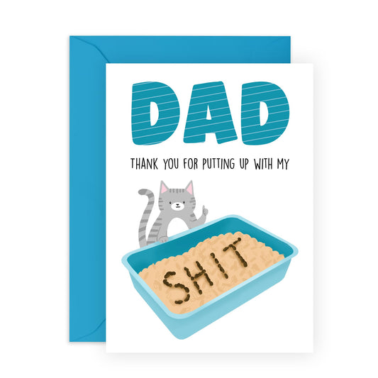 Dad Birthday Cards For Her - Thanks For Putting Up With My Shit - Funny Birthday Cards For Daddy From Daughter - Father's Day Cards For Husband Papa - Comes With Stickers And Envelope By Central 23