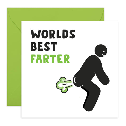 Funny Birthday Cards For Men - Worlds Best Farter - Cheeky Birthday Card For Dad Grandad Uncle Husband - Fathers Day Card - Comes With Stickers - By Central 23
