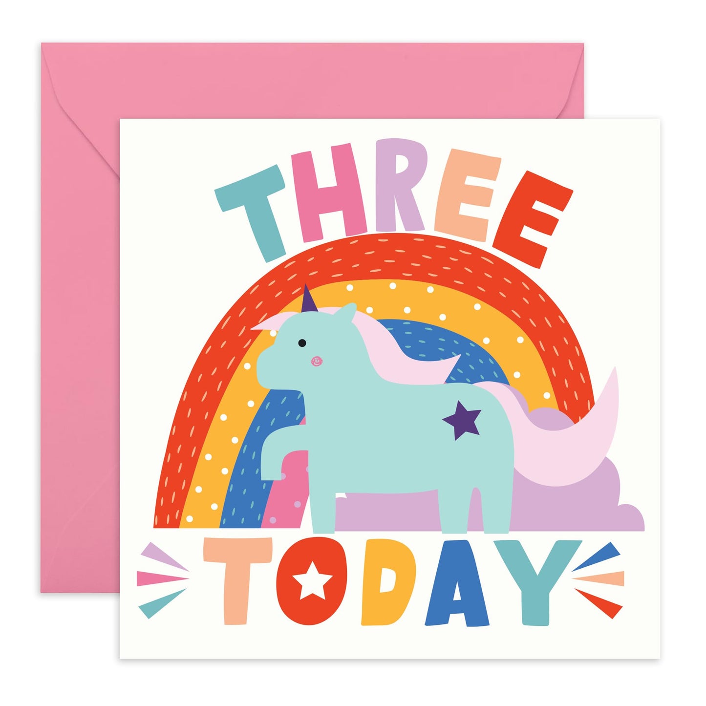 Happy Birthday Cards 3 Year Old - Childrens Unicorn Age 3 - 3rd Birthday Cards - Gifts For Daughter Niece Granddaughter Age Three - Cousin Unicorn Birthday Card - Comes With Stickers By Central 23