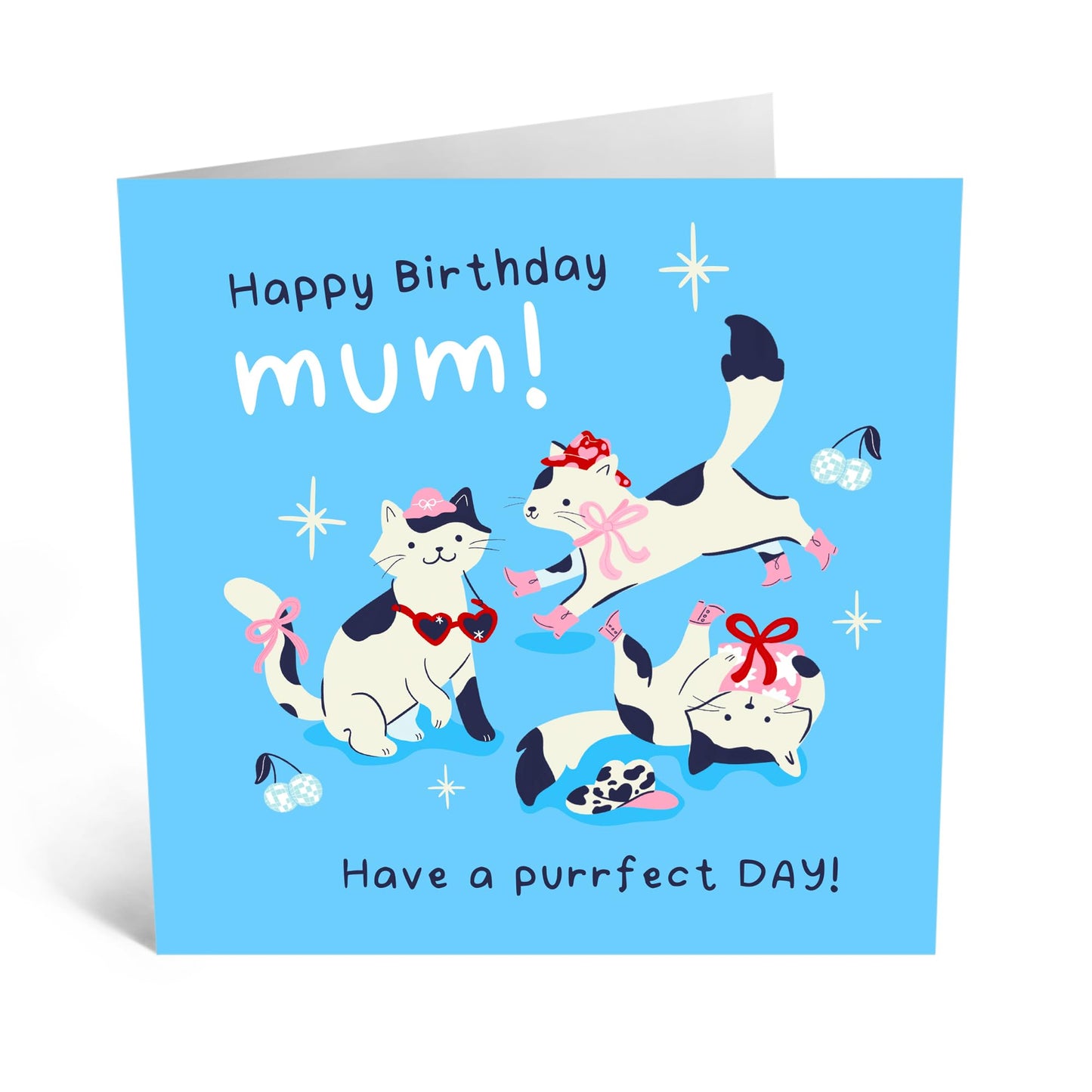 Cute Birthday Card - 'Purrfect Cat Mum' - Presents for Fur Mum, Mam, Mammy, Mothers, Mama - Cat Meows - Comes with Fun Stickers