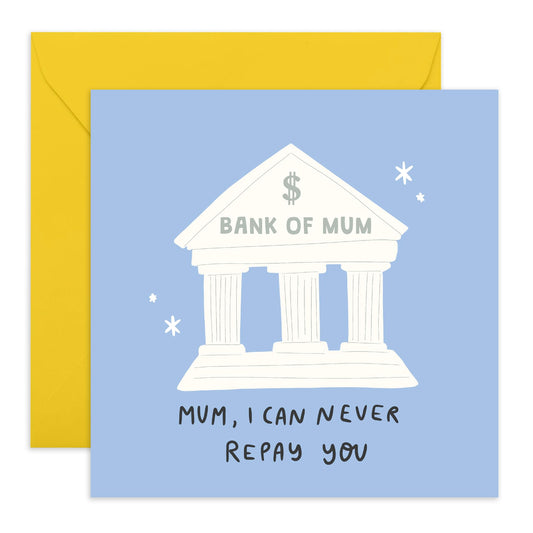 Funny Mum Birthday Cards From Daughter Son - Rural Bank Of Mum - Mothers Day Cards For Mummy, Mama, Ma, Women - Jokes Banter Humourous Gift For Her - Thank You Card Gift - Comes With Fun Stickers