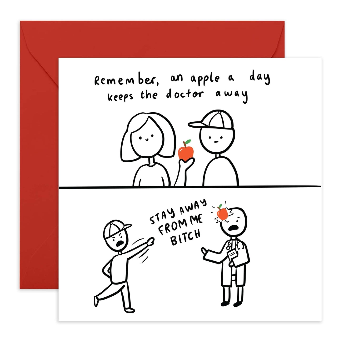 Funny Birthday Card For Men Women - An Apple A Day - Brother Sister Birthday Card - Rude Bday Greeting Cards For Dad Grandad Husband Boyfriend - Humour Cards - Comes With Stickers - By Central 23