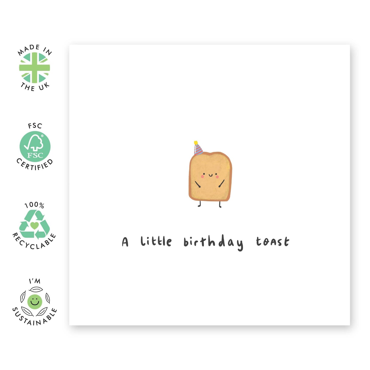 Funny Birthday Cards For Men - Little Birthday Toast - Happy Birthday Card For Mum Dad Sister Brother Nan Grandad - Friend Birthday Cards For Women - Comes With Stickers - By Central 23