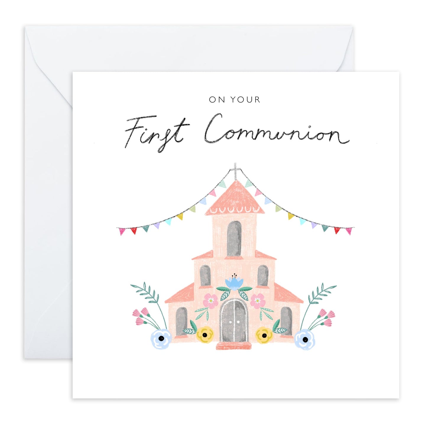 First Communion Cards For Girls - Happy 1st Communion Card For Daughter Granddaughter Goddaughter Niece - Church Gifts - Comes With Fun Stickers - By Central 23
