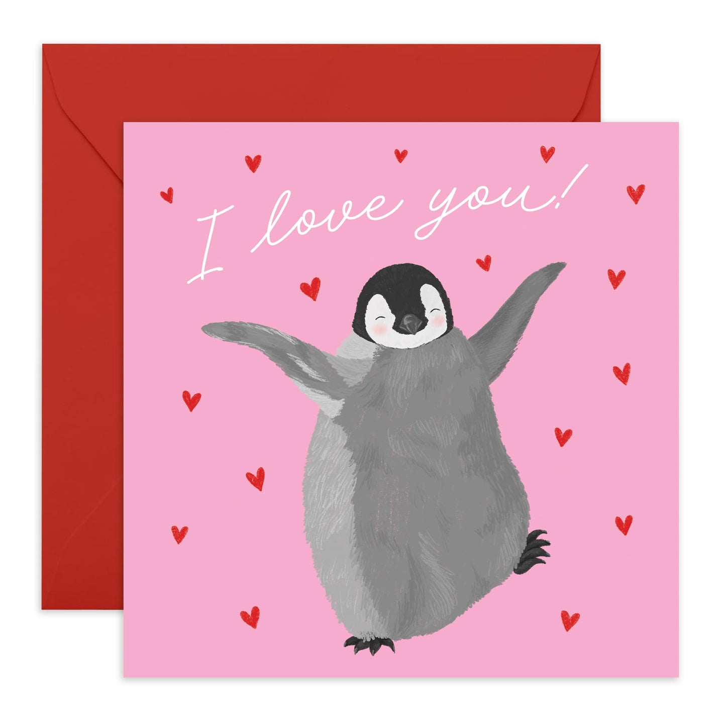 Cute Penguin Love Card – Adorable Valentine’s Day or Anniversary Ideas for Partner, Girlfriend, Boyfriend, Husband, Wife, Spouse, Him, Her – Romantic I Love You Card - Comes with Stickers