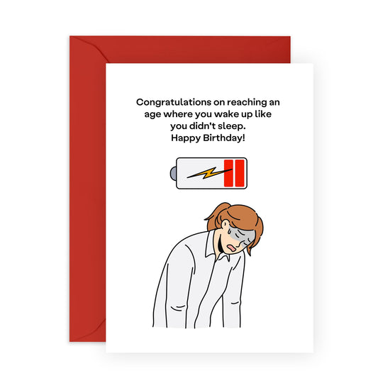 Funny Birthday Card - 'WAKE UP LIKE YOU DIDN'T SLEEP' - Add a Playful Touch to Their Special Day with This Humorous Message - Includes Envelope and Stickers by Central 23