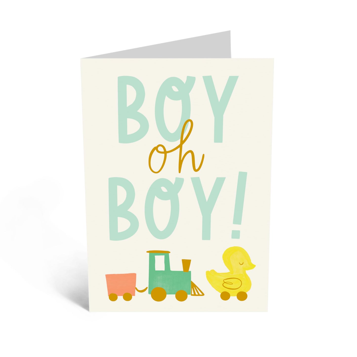 Joyful Greeting Card - 'BABY BOY OH BOY' - Perfect for Celebrating the Arrival of a New Baby with Excitement and Fun - Ideal for Announcements or Baby Showers - Comes with Stickers by Central 23