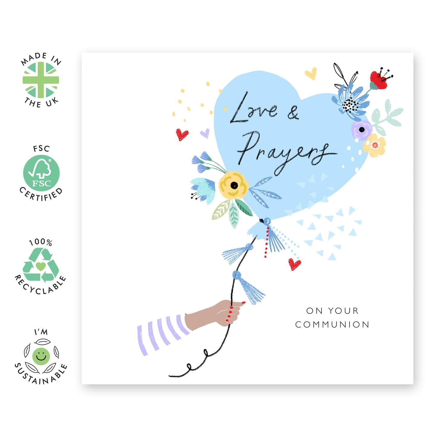 First Holy Communion Cards For Boys - Love And Prayers On Your Communion - Religious Greeting Cards With Envelopes - Church Gifts For Son Godson Nephew - Comes With Fun Stickers - By Central 23