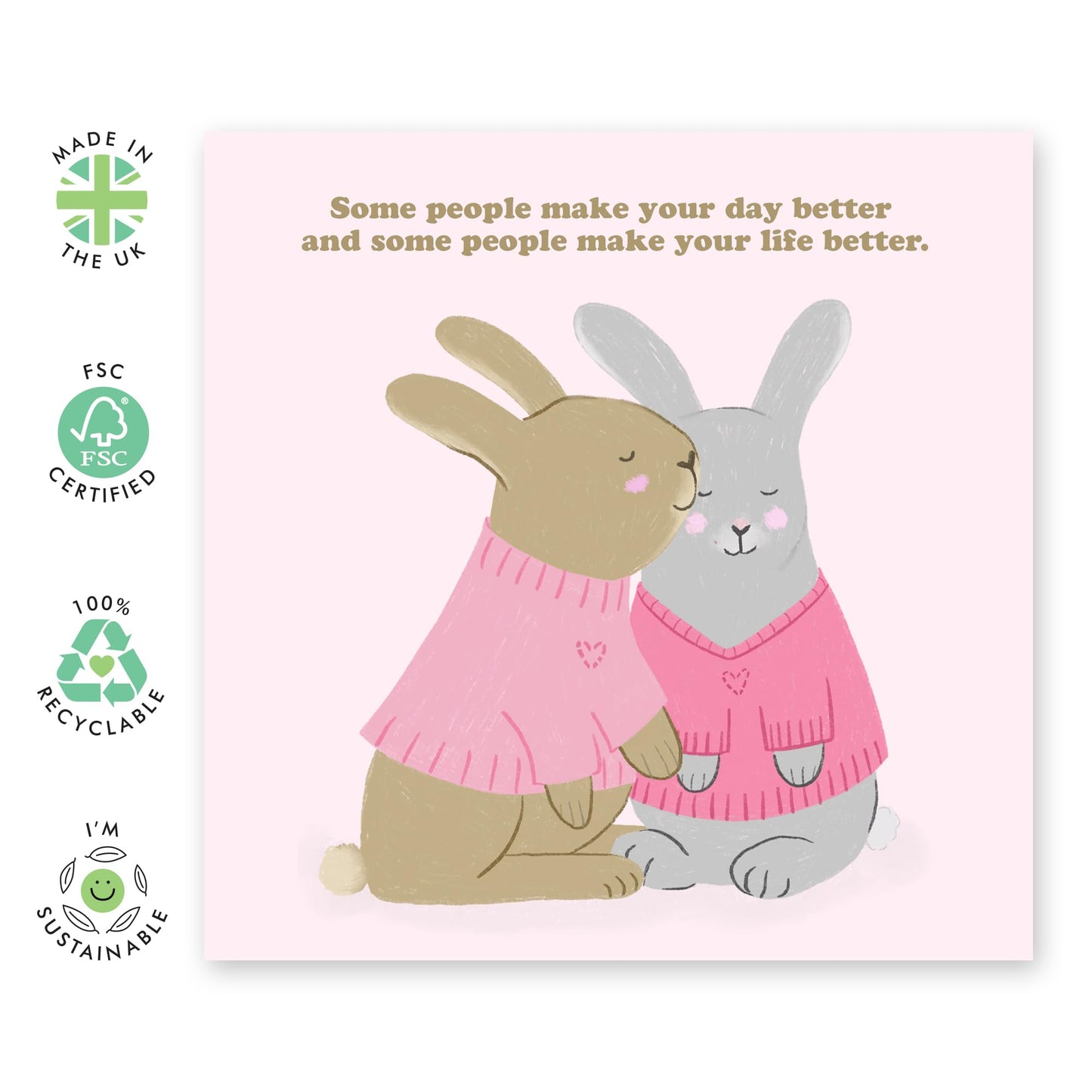 Heartwarming Valentines Day Card - 'Bunnys Life Better' - Gifts for Him, Her, Husband, Wife, Spouse, Girlfriend, Boyfriend - Sweet Kiss - Comes with Fun Stickers