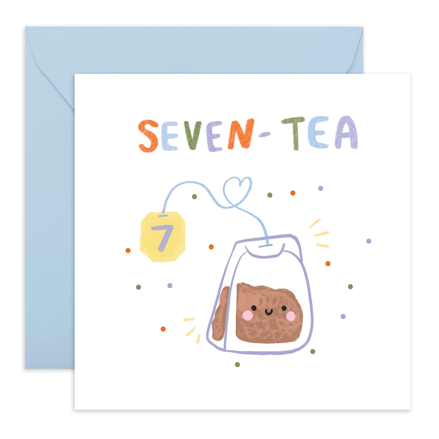 70th Birthday Card Teabag - 'Seven Tea' - Gifts for Men, Women, Retired, Seniors, Grandma, Grandpa - Creative Seventy Years Old - Comes with Fun Stickers
