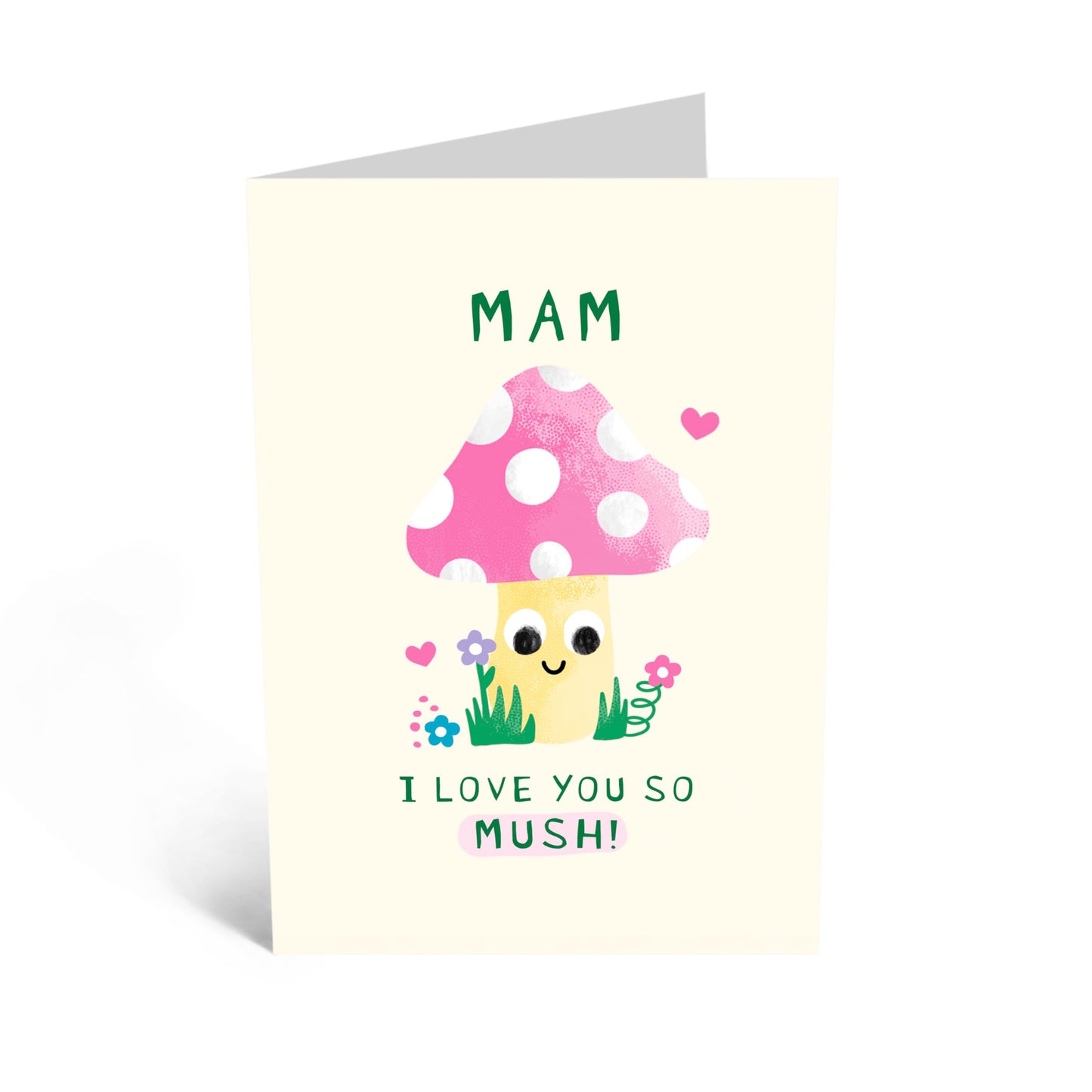 Mam Birthday Card - 'I LOVE YOU SO MUSH' - Cute Mushroom Design Gift for Mum, Mummy, Mama, Ma, Her, Grandma, Ladies, Women - Mothers Day Card from Son or Daughter -Comes With Stickers