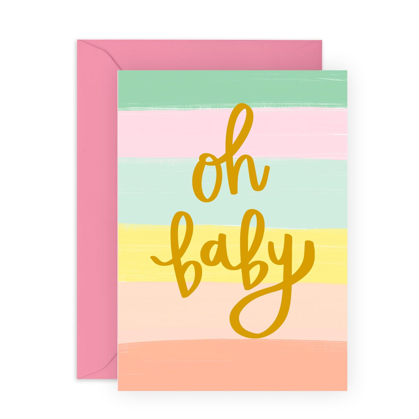 New Babyl Greeting Card - 'OH BABY' - Baby Shower Congratulations - Pregnancy Announcements, or Welcoming a Little One - Comes with Stickers