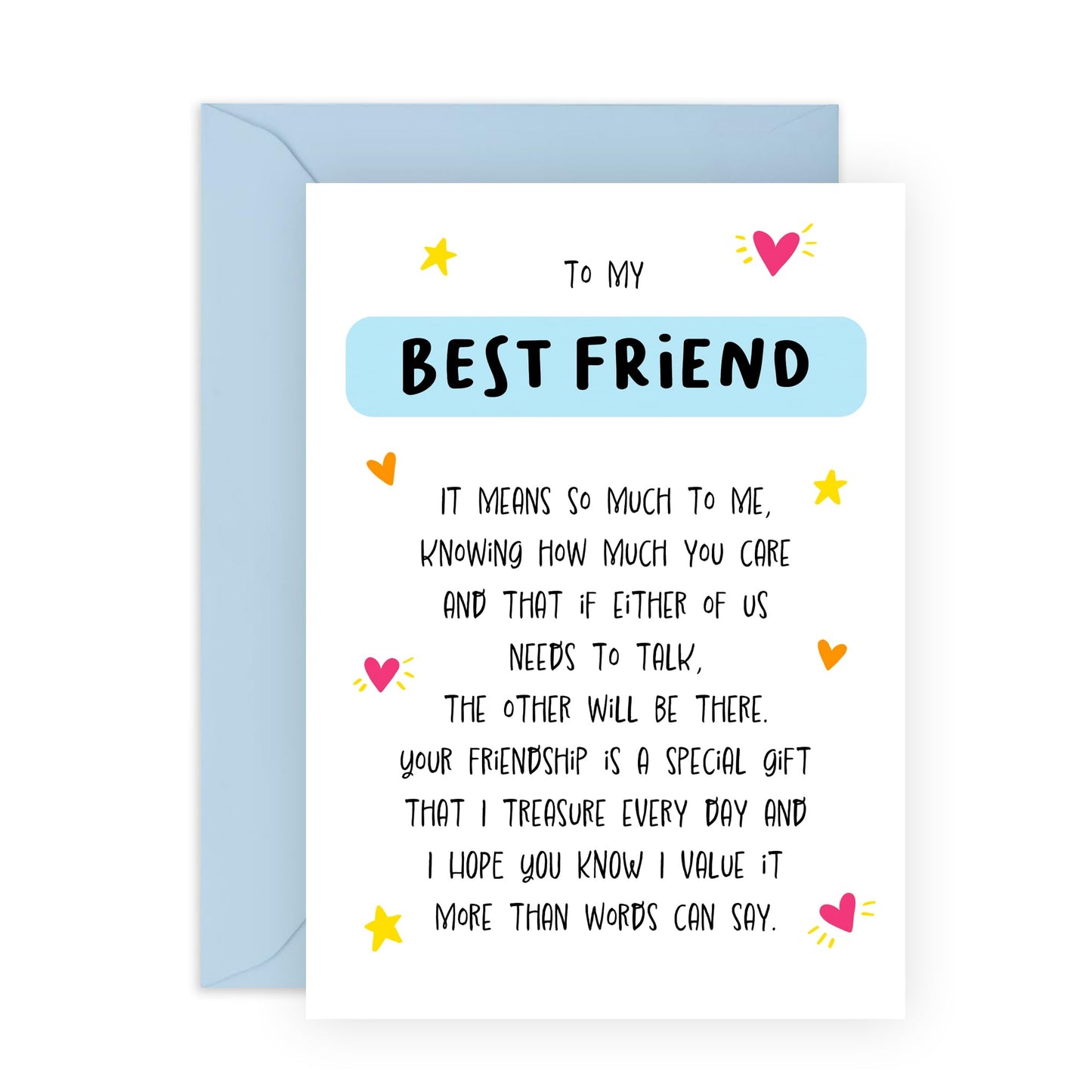 Greeting Card - 'TO MY BEST FRIEND' - Perfect for Celebrating and Cherishing Friendships - Ideal for Expressing Appreciation, Love, and Gratitude on Any Occasion - Comes With Stickers By Central 23