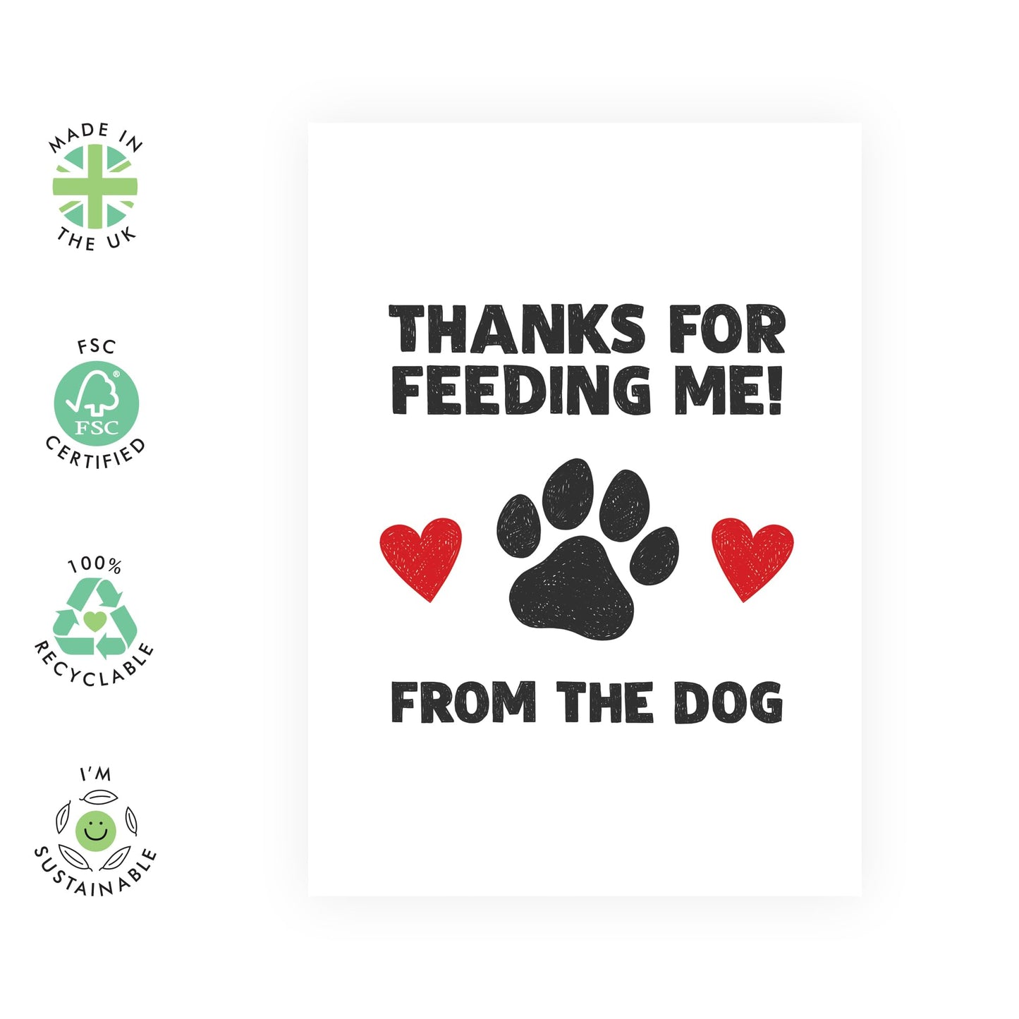 Cute Birthday Card From Dog - Thanks For Feeding Me - Thank You Cards For Dog Mum Or Dog Dad - Greeting Cards From Fur Baby - Gifts For Men Women Him Her - Comes With Stickers - By Central 23
