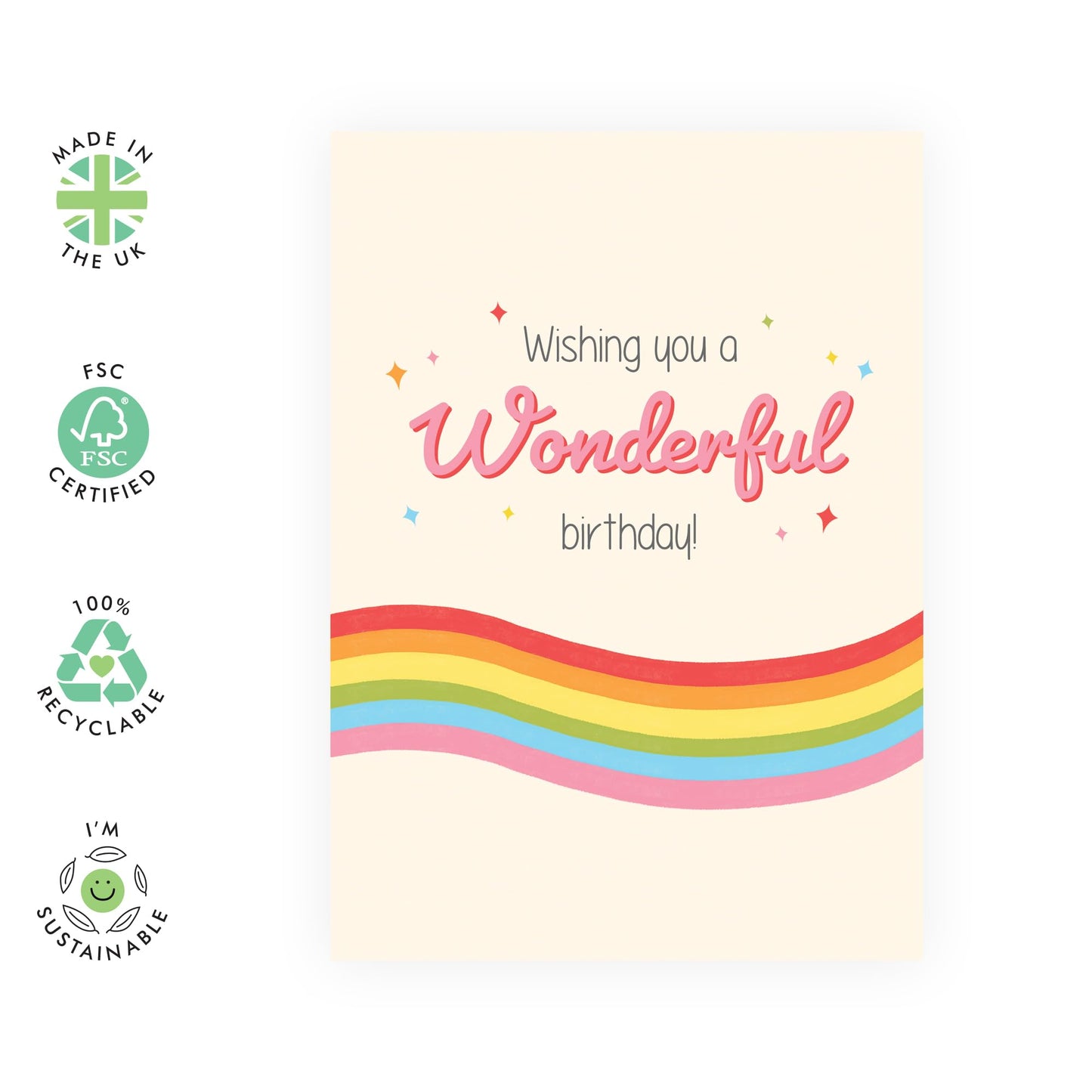 Good Vibes Birthday Card - 'Wonderful Birthday' - Gifts for Bestie, BFF, Best Friend, Sister, Sis, Auntie, Colleague, Coworker, Partner, Her - Enjoy Your Day- Comes with Fun Stickers