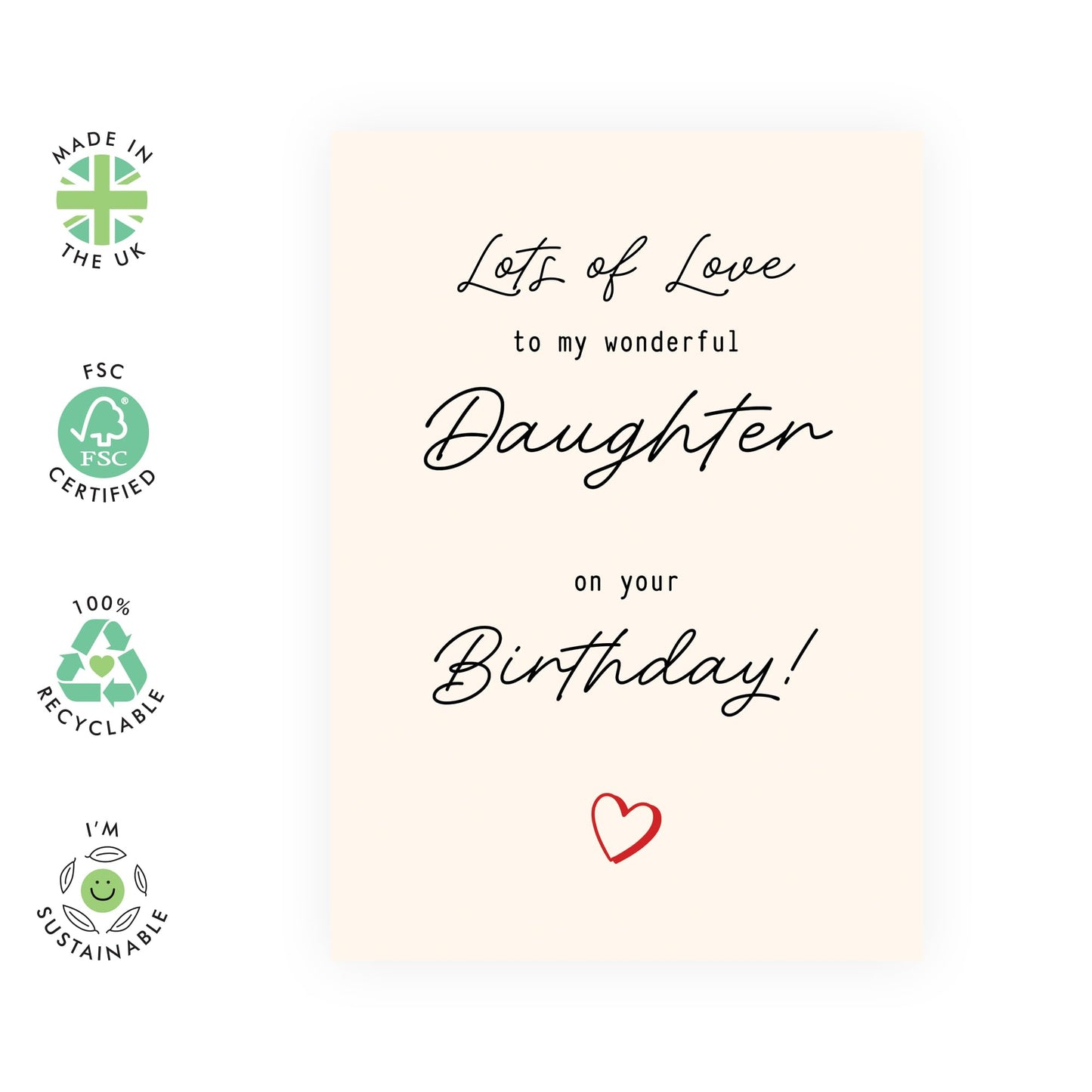 Thoughtful Birthday Card for Daughter - Lots of Love - Elegant and Fun Gifts for Her, Step Daughter, In Law, Family - Comes with Fun Stickers