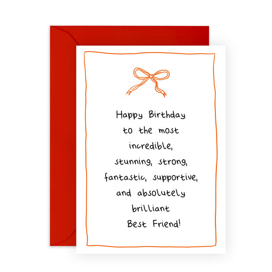 Birthday Cards For Bestfriend - Incredible Best Friend Bows - Sweet Birthday Cards For Women - Friendship Cards For Best Friend - Gifts For Her Him - Comes With Stickers - By Central 23