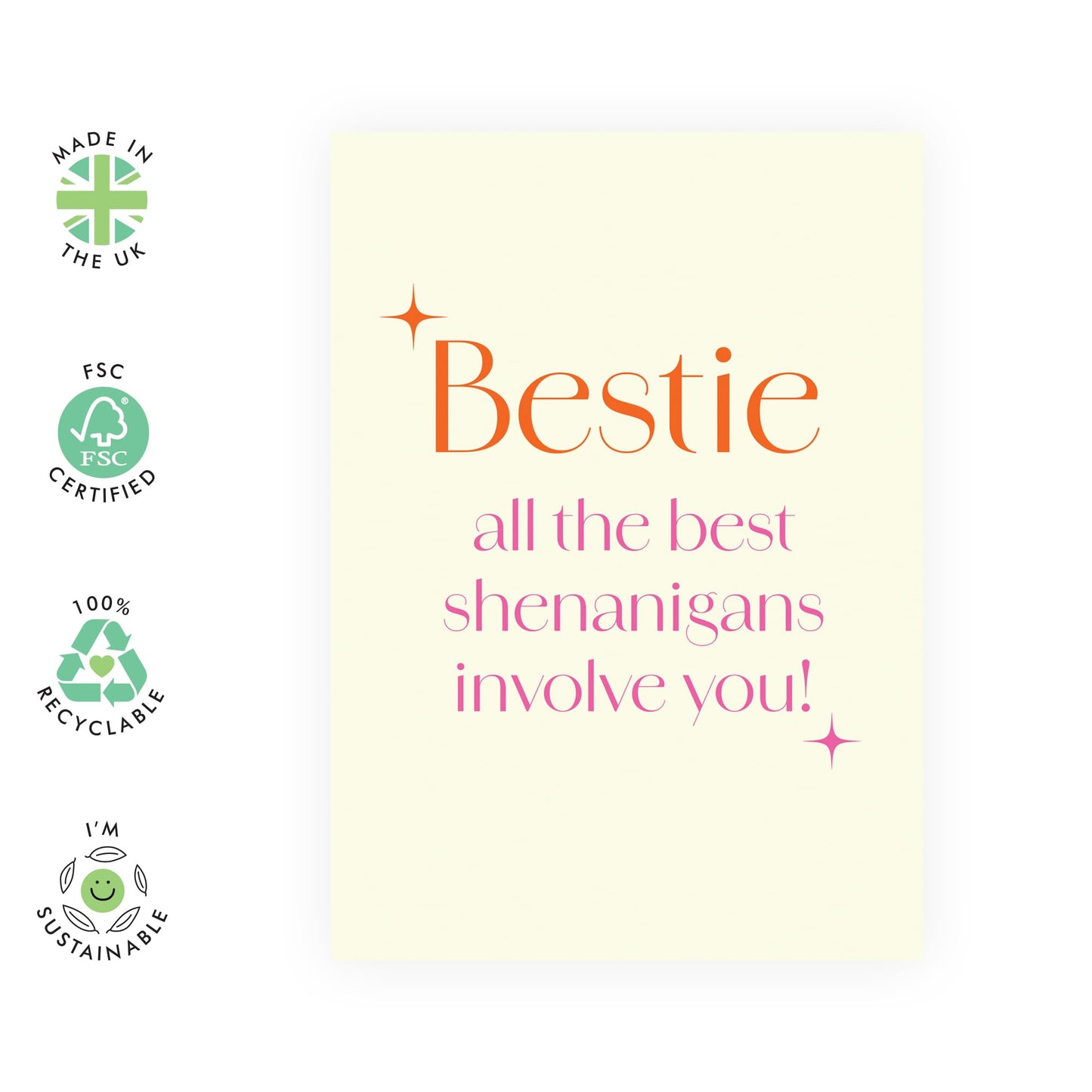 Cute Friendship Greeting Card - 'Bestie' - Greetings for BFFs, Best Friends, Besties, Girlfriend- You are Fun - Comes with Fun Stickers
