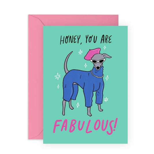 Birthday Greeting Card - 'FABULOUS GREYHOUND' - Perfect for Adding a Fun and Unique Touch to Any Birthday Celebration - Ideal for Greyhound Lovers, Friends & Family - Comes with Stickers By Central 23