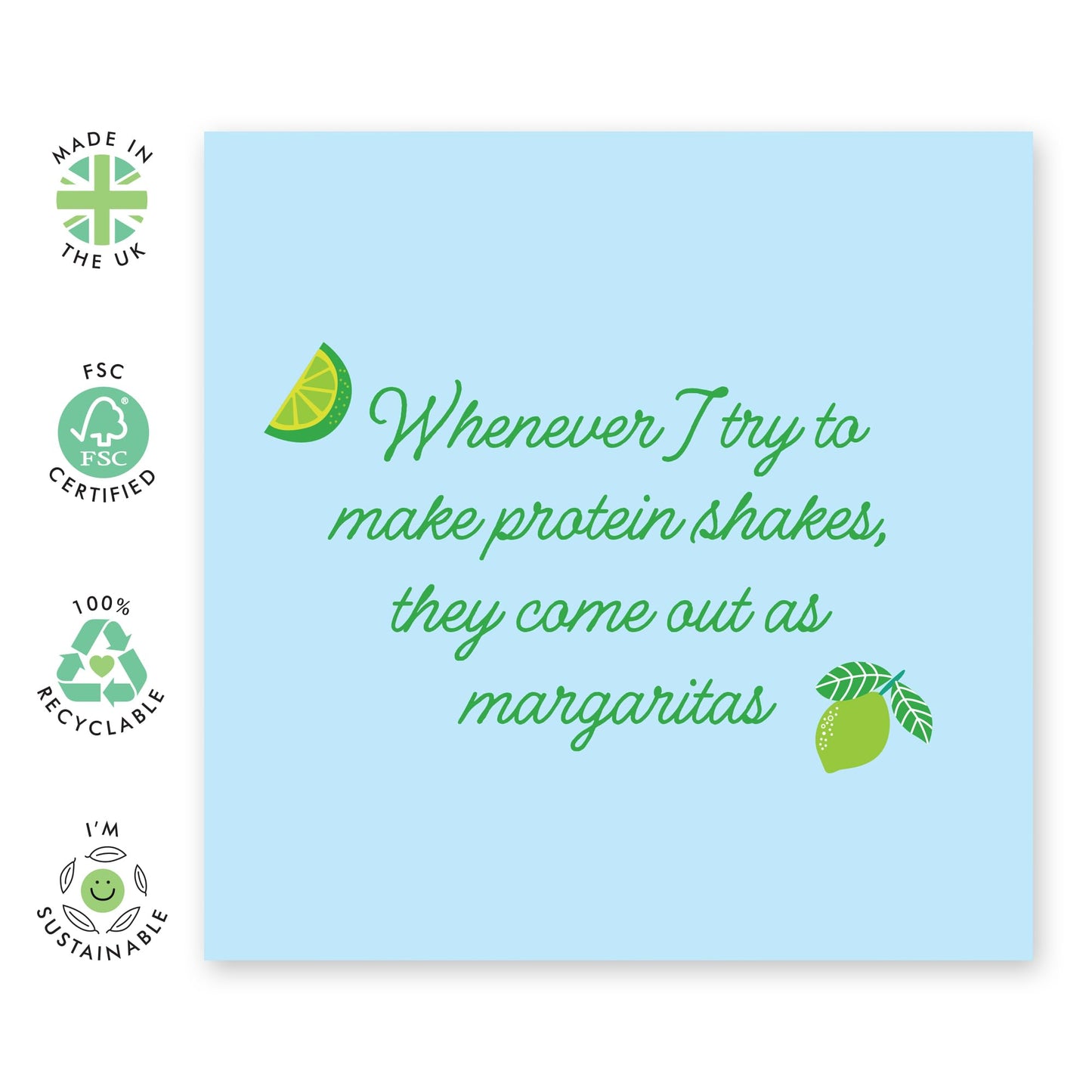 Female Birthday Cards For Her - When I Go To Make Protein Shakes They Come Out As Margaritas V2 - Friend Birthday Gifts - Ladies Pretty Birthday Card - Comes With Fun Stickers By Central 23