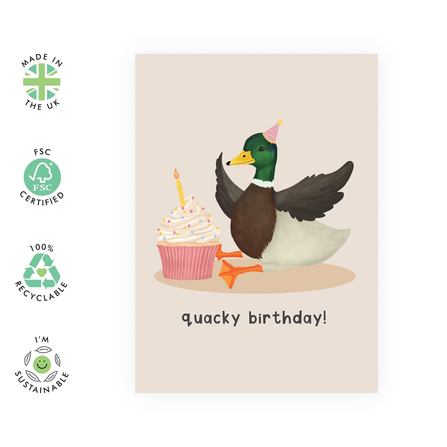 Happy Birthday Card For Him Her - Quacky Birthday Duck - Funny Birthday Greeting Cards For Men Women - Gifts For Friends Son Daughter Husband Wife - Comes With Fun Stickers - By Central 23
