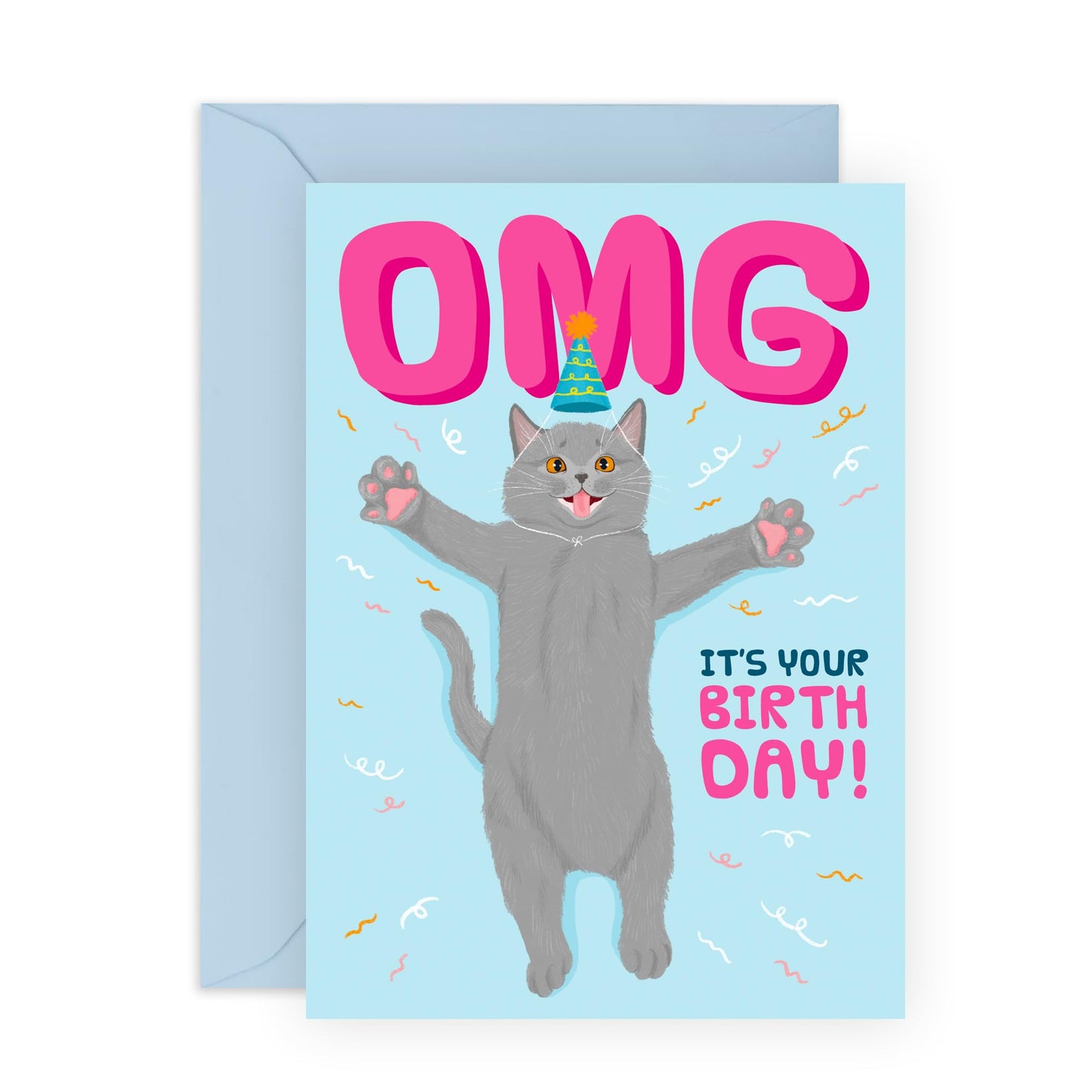 Birthday Card For Pet Owners - Omg It's Your Birthday Cat - Greeting Cards For Fur Parents - Cheeky Greeting Cards For Sister Friend - For Fur Mum Dad - Comes With Fun Stickers By Central 23