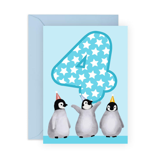 Fifth Birthday Card - Penguin Birthday Age 5 - Toddler Milestone Cards Age Five - Fifth Birthday Cards - Cute Penguin - Gifts For Son Boys Grandson Nephew - Comes With Sticker By Central 23