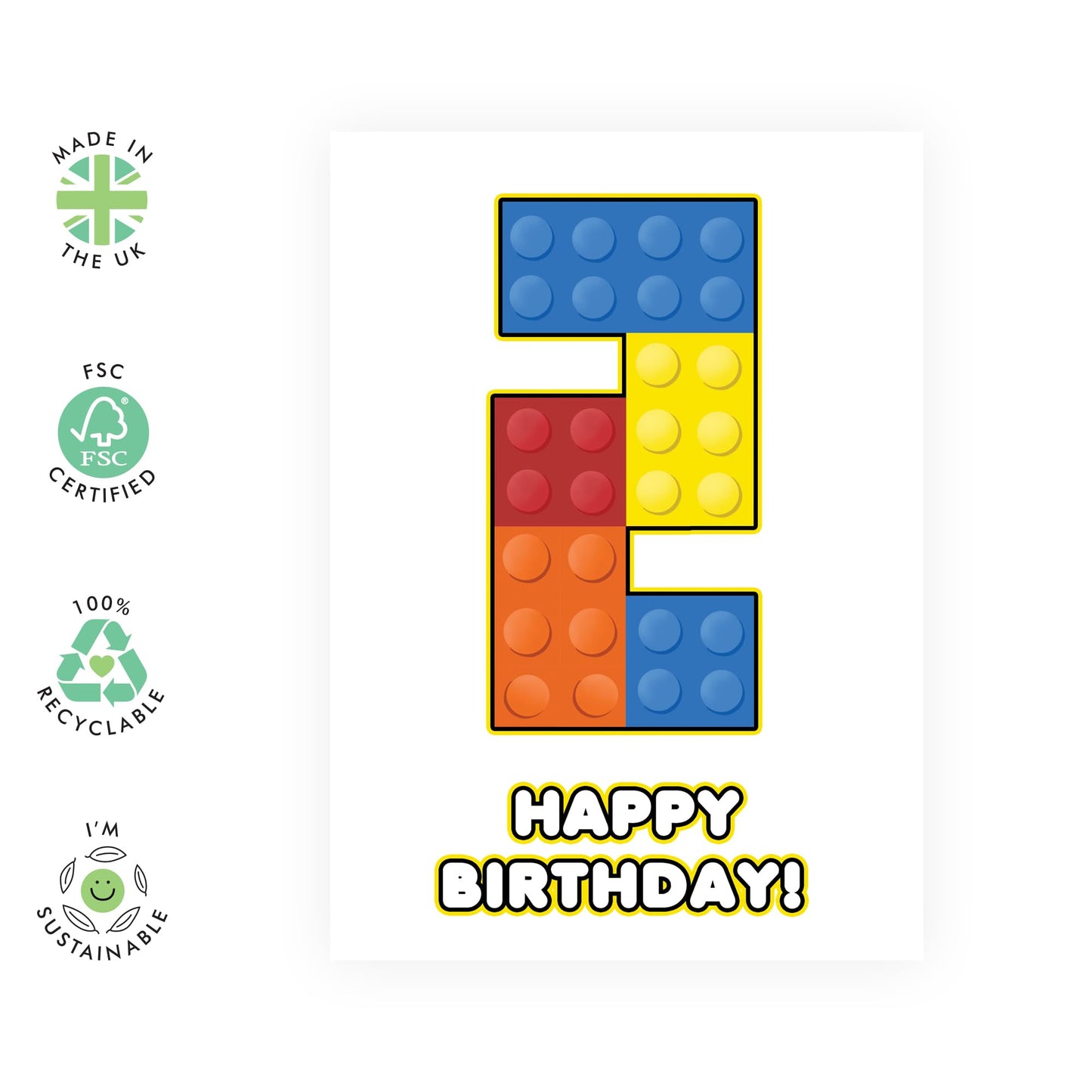 2nd Birthday Card - 2 Building Block - Baby Milestone Cards Age Two - Second Birthday Cards - Building Block - Gifts For Son Boys Grandson Nephew - Comes With Sticker By Central 23