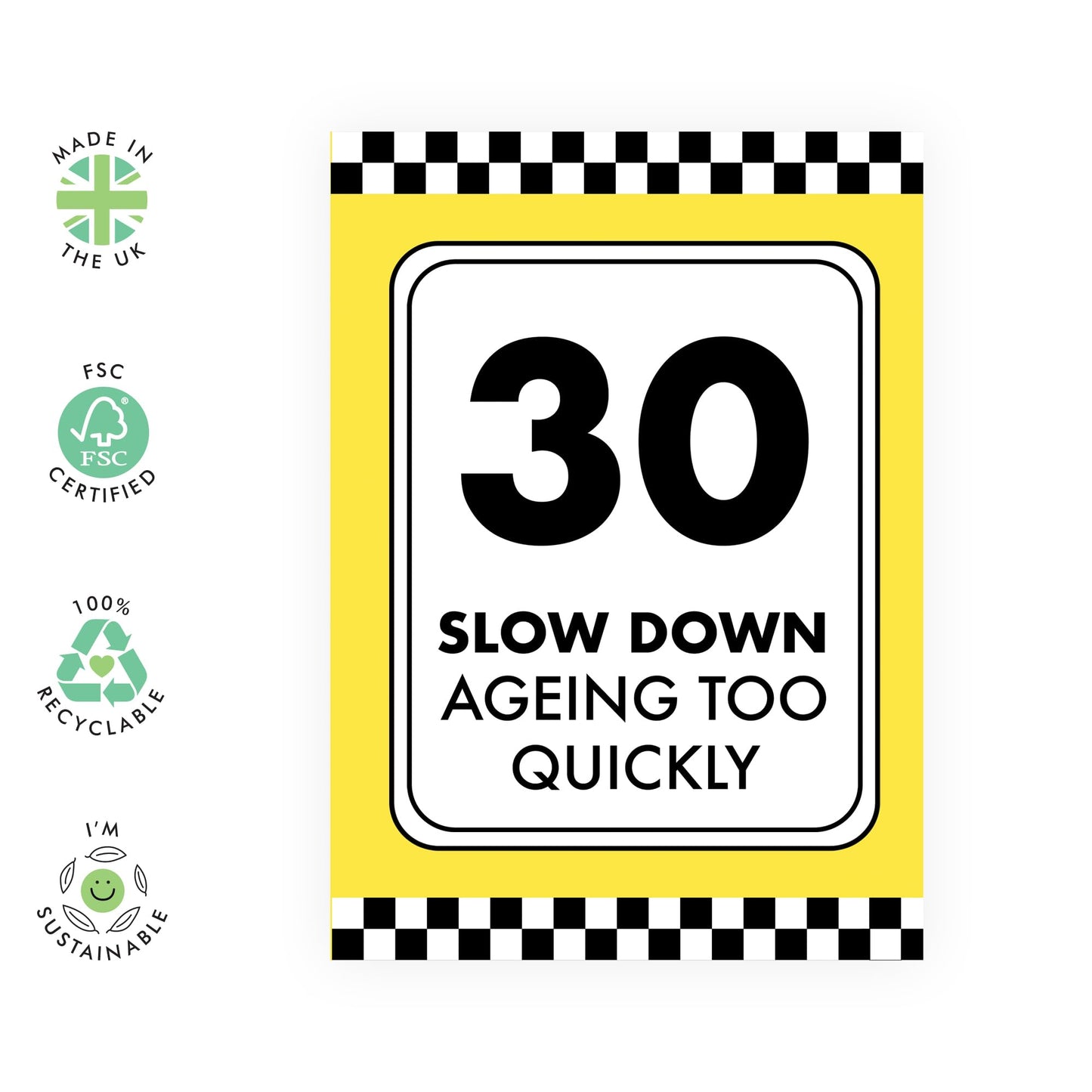 30th Birthday Card For Him Her - Slow Down, Ageing Too Quickly - Thirtieth Birthday Card For Men And Women - Pun Sarcasm - Gifts For Friends Age Thirty - Comes With Stickers By Central 23