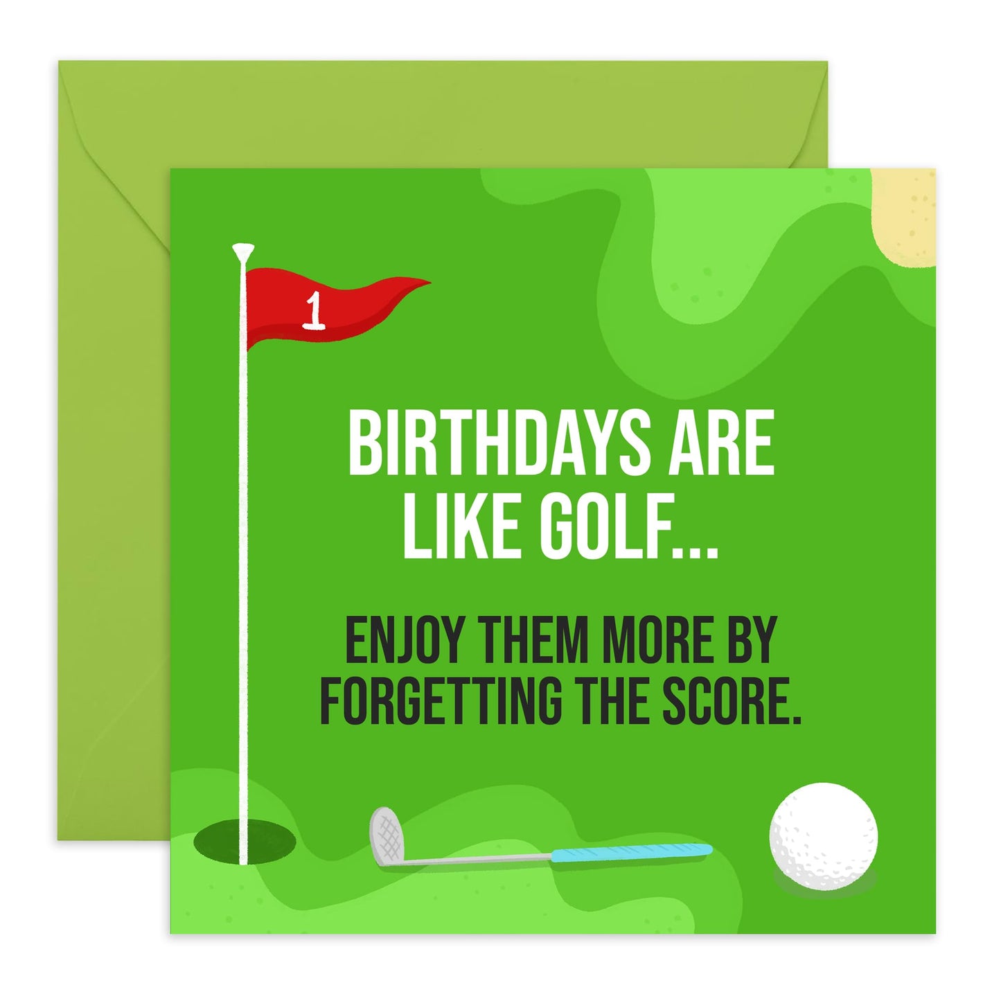 Golf Birthday Card - Funny Birthday Cards For Men - Birthdays Are Like Golf - Happy Birthday Card For Him - Hilarious Gifts For Dad Uncle Brother - Comes With Cute Stickers By Central 23