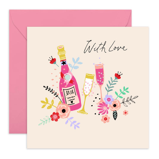 Valentines Card Girlfriend - With Love Prosecco - Love Cards For Her - Mothers Day Card From Son Daughter - Wife Anniversary Card - Birthday Card For Women - Comes With Stickers By Central 23