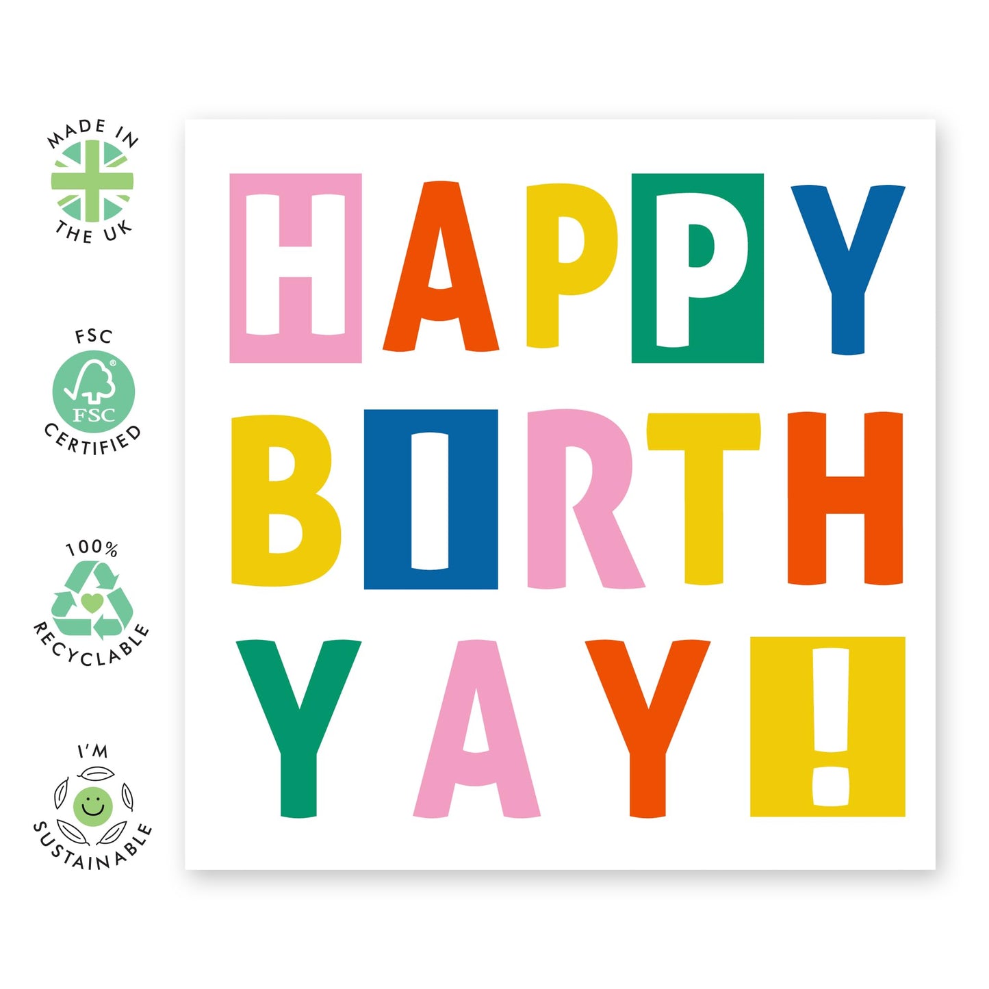 Happy Birthday Card - 'Happy Birth-Yay' - Gift for Family, Relatives, BFFs, Best Friend, Buddies, Mate, Coworkers, Colleagues, Neighbours - Old Cars - Comes with Fun Stickers