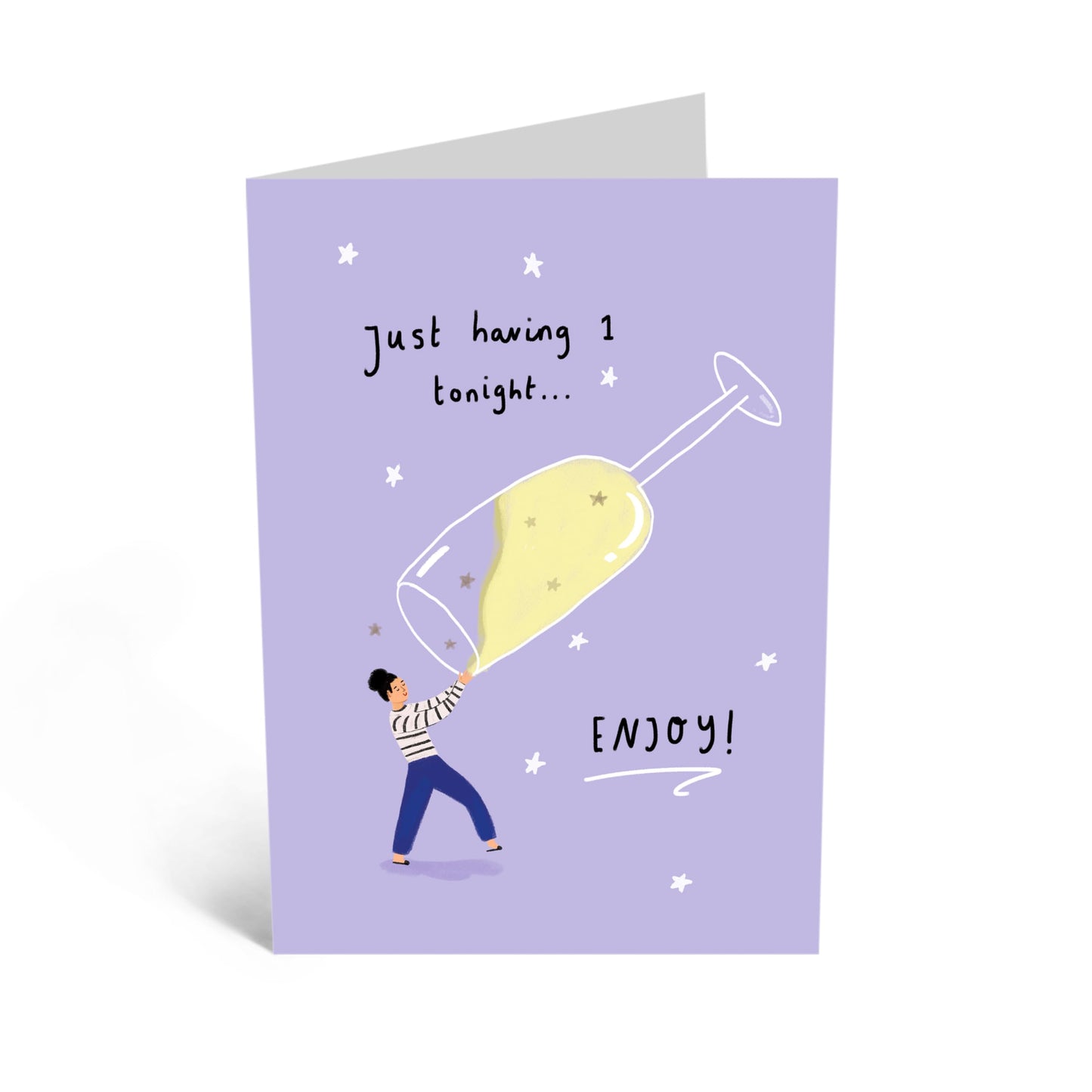 Fun Greeting Card - '1 TONIGHT BIG GLASS' - Ideal for Celebrating Special Occasions with a Lighthearted Touch - Perfect for Parties or Any Event Requiring a Cheers - Comes with Stickers by Central 23