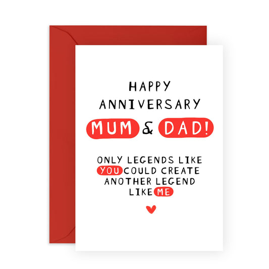 Anniversary Card - 'LEGENDS LIKE YOU' - Perfect for Celebrating Love with a Touch of Humor - Ideal for Couples - Gifts For Mums Dads Mummy's Daddy's Mothers Fathers - Comes With Stickers By Central 23