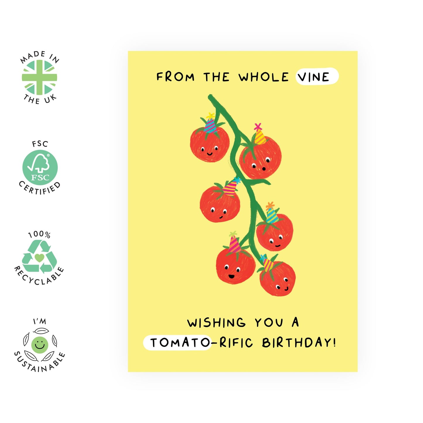 Funny Birthday Cards For Men Women - Wishing You A TOMATO-rific Birthday! - Jokes Puns Humor - Happy Birthday Card For Friends - Gifts For Him Her - Comes With Stickers By Central 23