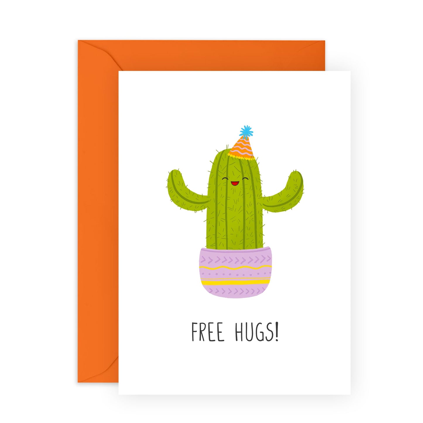 Funny Cheer Up Card For Women - Cactus Free Hugs - Sympathy Feel Better - Encouragement Cards For Friends - It's Gonna Be Okay Card - Comes With Fun Stickers - By Central 23