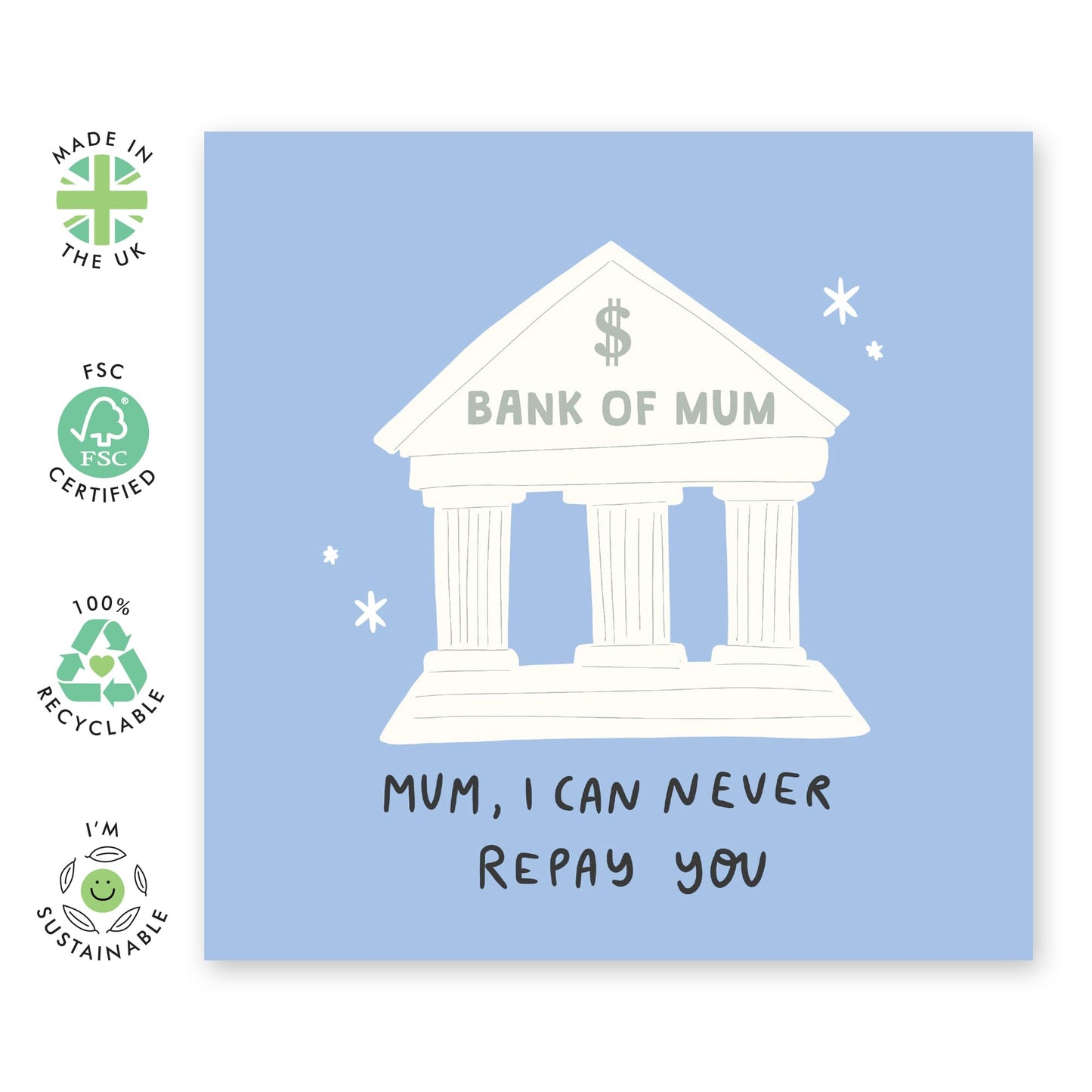 Funny Mum Birthday Cards From Daughter Son - Rural Bank Of Mum - Mothers Day Cards For Mummy, Mama, Ma, Women - Jokes Banter Humourous Gift For Her - Thank You Card Gift - Comes With Fun Stickers