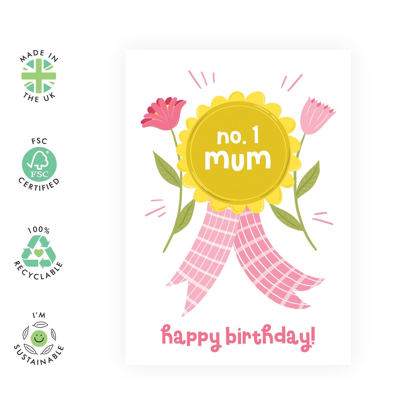 Mum Birthday Card - No.1 Birthday Mum - Bday Greeting Cards For Mummy Mum Mama - From Husband Daughter Son - Gifts For Her - Comes With Stickers By Central 23